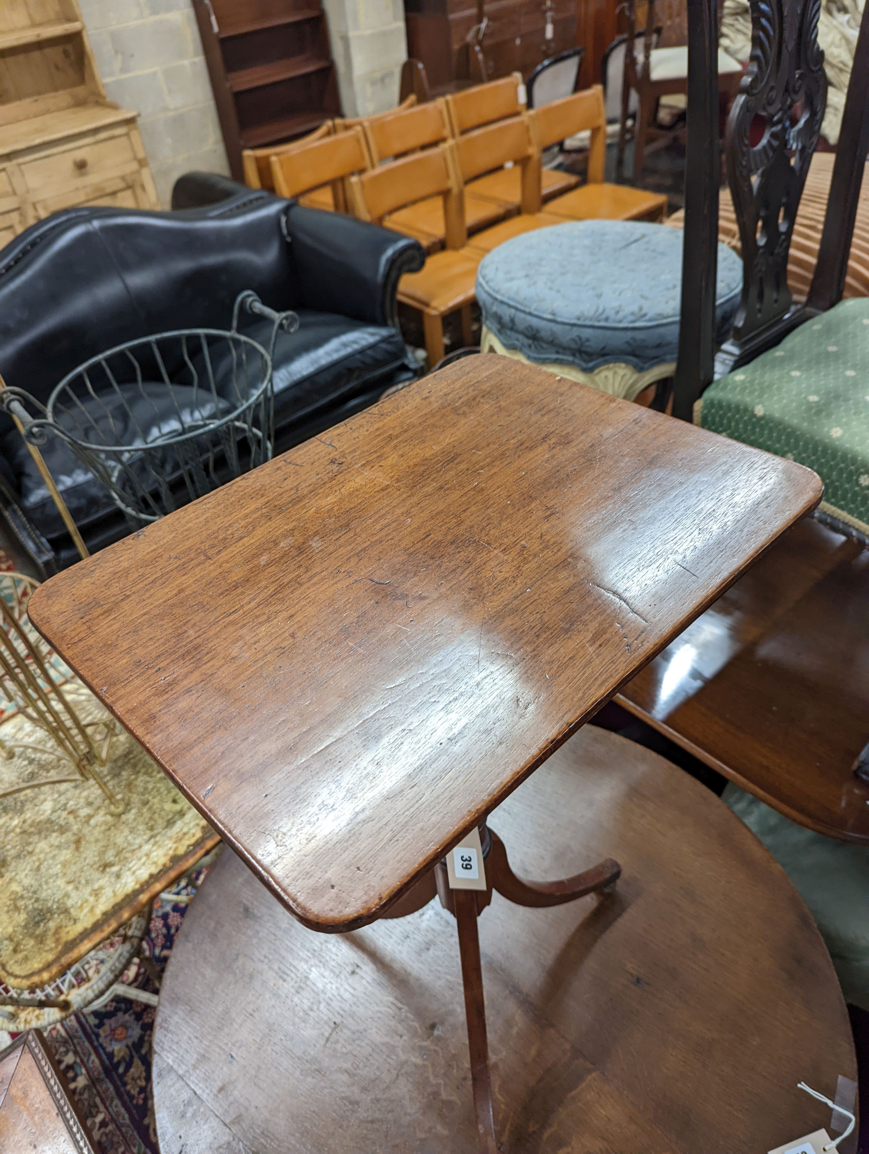 A Regency mahogany metamorphic tripod wine table / fire screen, width 45cm, depth 33cm, lowest height 75cm
